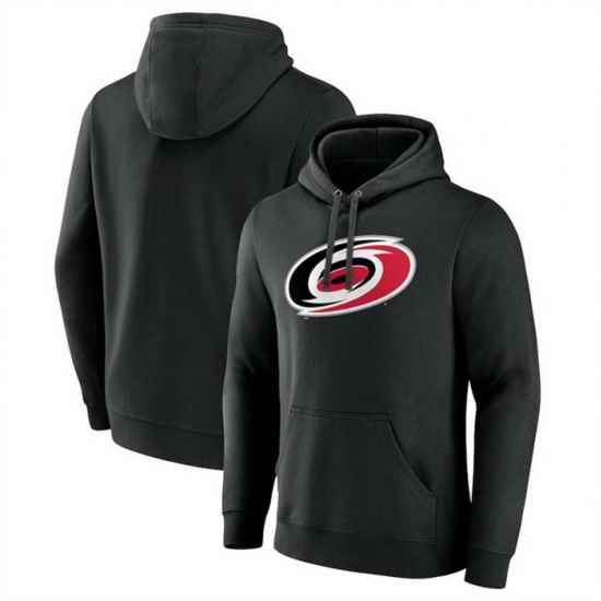 Men Carolina Hurricanes Black Primary Team Logo Pullover Hoodie